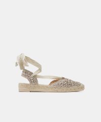 nude handmade raffia crochet lace up espadrilles